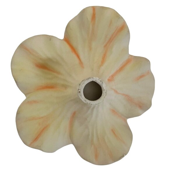 Handmade Hawaiian Ceramic Flower Tropical Hibiscus Peach Green Leaf Floral GIFT - Picture 6 of 10